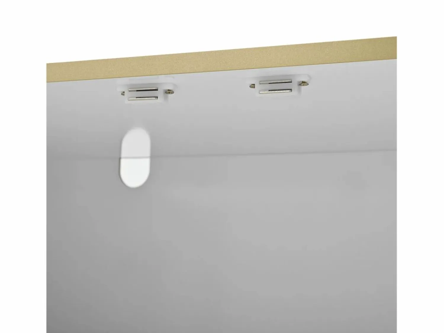 Discount Aparador con 2 cajones y 2 puertas de cristal, tiradores y patas dorados - para salón y comedor Aparador De Cocina