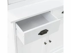 Mobikasa Aparador buffet mueble consola mueble de almacenaje mueble de porcelana con 4 puertas de MDF y madera de pino 180 cm 4402167