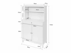 Sobuy Aparador Cocina Cómoda Armario de almacenamiento Buffet de cocina L90 x D40 x H148cm FSB26-W ES