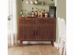 Hot Aparador con 2 cajones y 2 puertas, mueble de cocina, madera, 100 x 35 x 80 cm Color natural oscuro