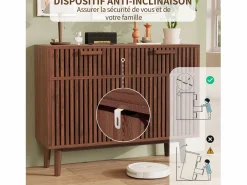 Hot Aparador con 2 cajones y 2 puertas, mueble de cocina, madera, 100 x 35 x 80 cm Color natural oscuro