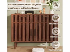 Hot Aparador con 2 cajones y 2 puertas, mueble de cocina, madera, 100 x 35 x 80 cm Color natural oscuro