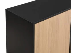 Online Aparador con 1 puerta y 3 cajones - Negro y natural claro - GLARODI Aparador