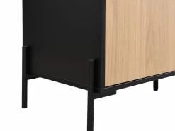 Online Aparador con 1 puerta y 3 cajones - Negro y natural claro - GLARODI Aparador
