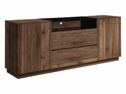Vente-unique Aparador con 2 puertas, 2 cajones y 1 estante - Natural oscuro y negro - CEMILINA