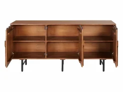 Maison Céphy Aparador con 3 puertas de madera de mango y metal negro - Natural - MIZORAM