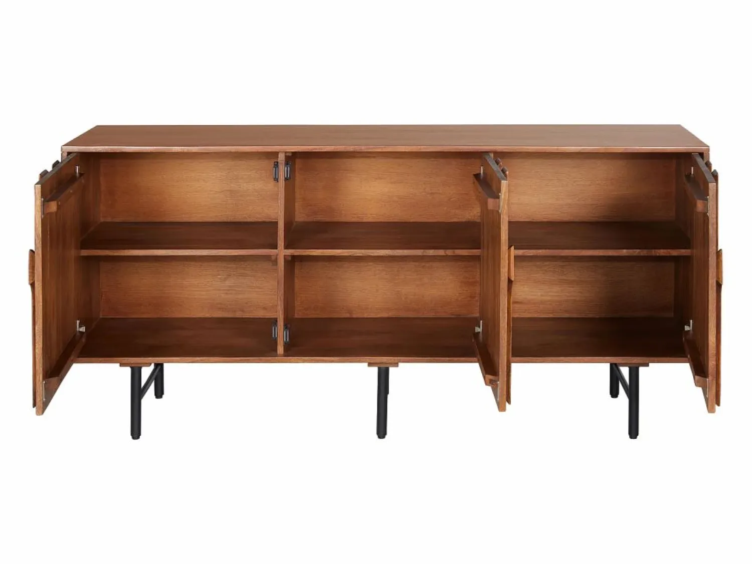 Maison Céphy Aparador con 3 puertas de madera de mango y metal negro - Natural - MIZORAM