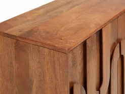 Maison Céphy Aparador con 3 puertas de madera de mango y metal negro - Natural - MIZORAM