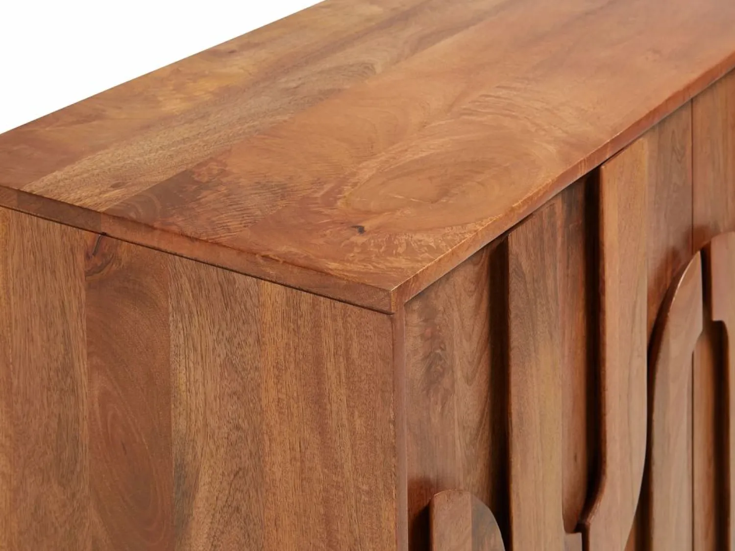 Maison Céphy Aparador con 3 puertas de madera de mango y metal negro - Natural - MIZORAM