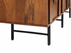Maison Céphy Aparador con 3 puertas de madera de mango y metal negro - Natural - MIZORAM