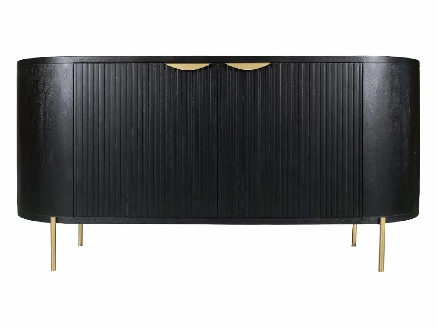 Maison Céphy Aparador con 2 puertas de madera de mango y metal dorado - - NEVILI Negro
