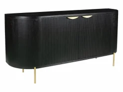 Maison Céphy Aparador con 2 puertas de madera de mango y metal dorado - - NEVILI Negro