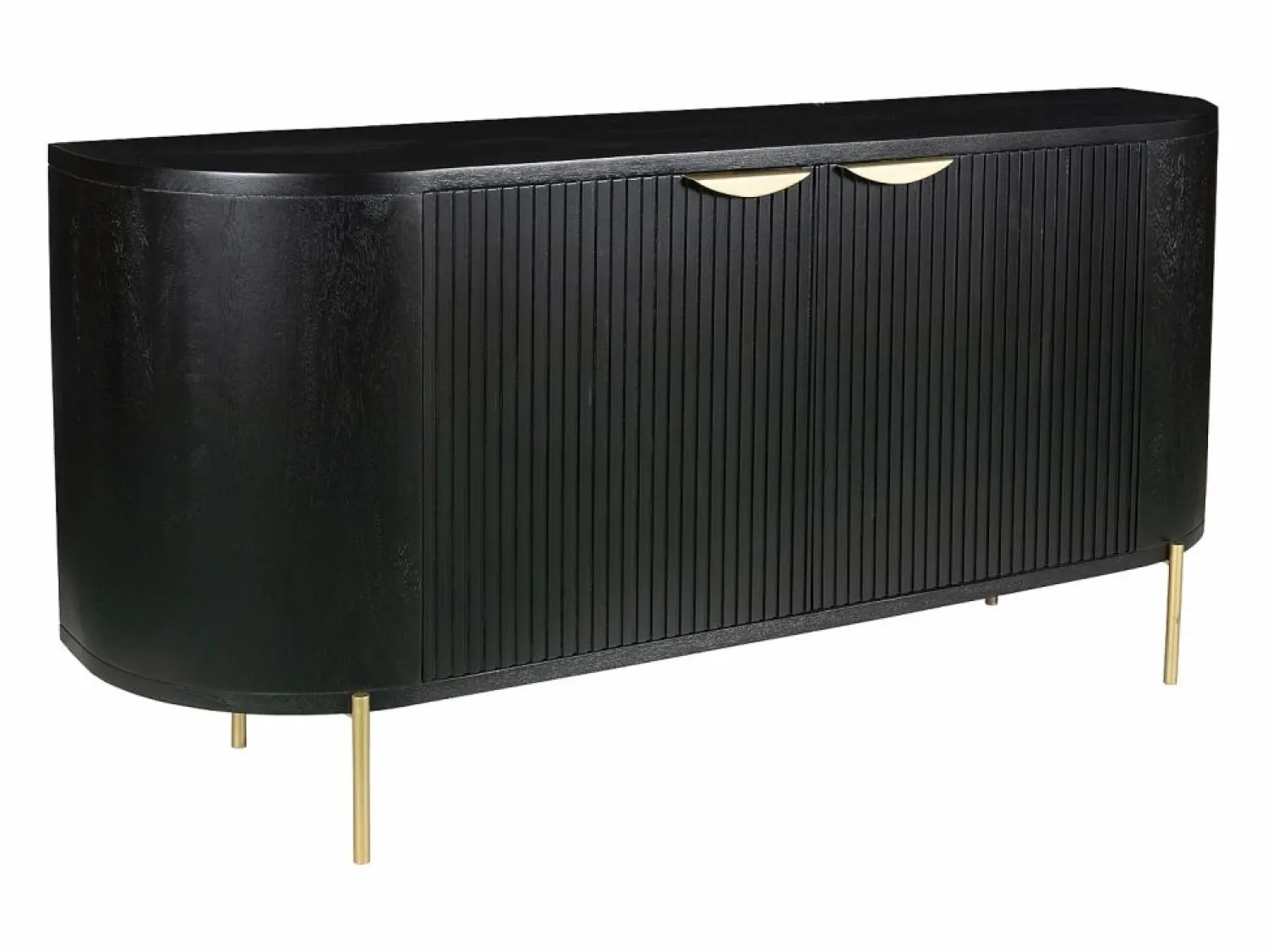 Maison Céphy Aparador con 2 puertas de madera de mango y metal dorado - - NEVILI Negro