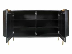 Maison Céphy Aparador con 2 puertas de madera de mango y metal dorado - - NEVILI Negro