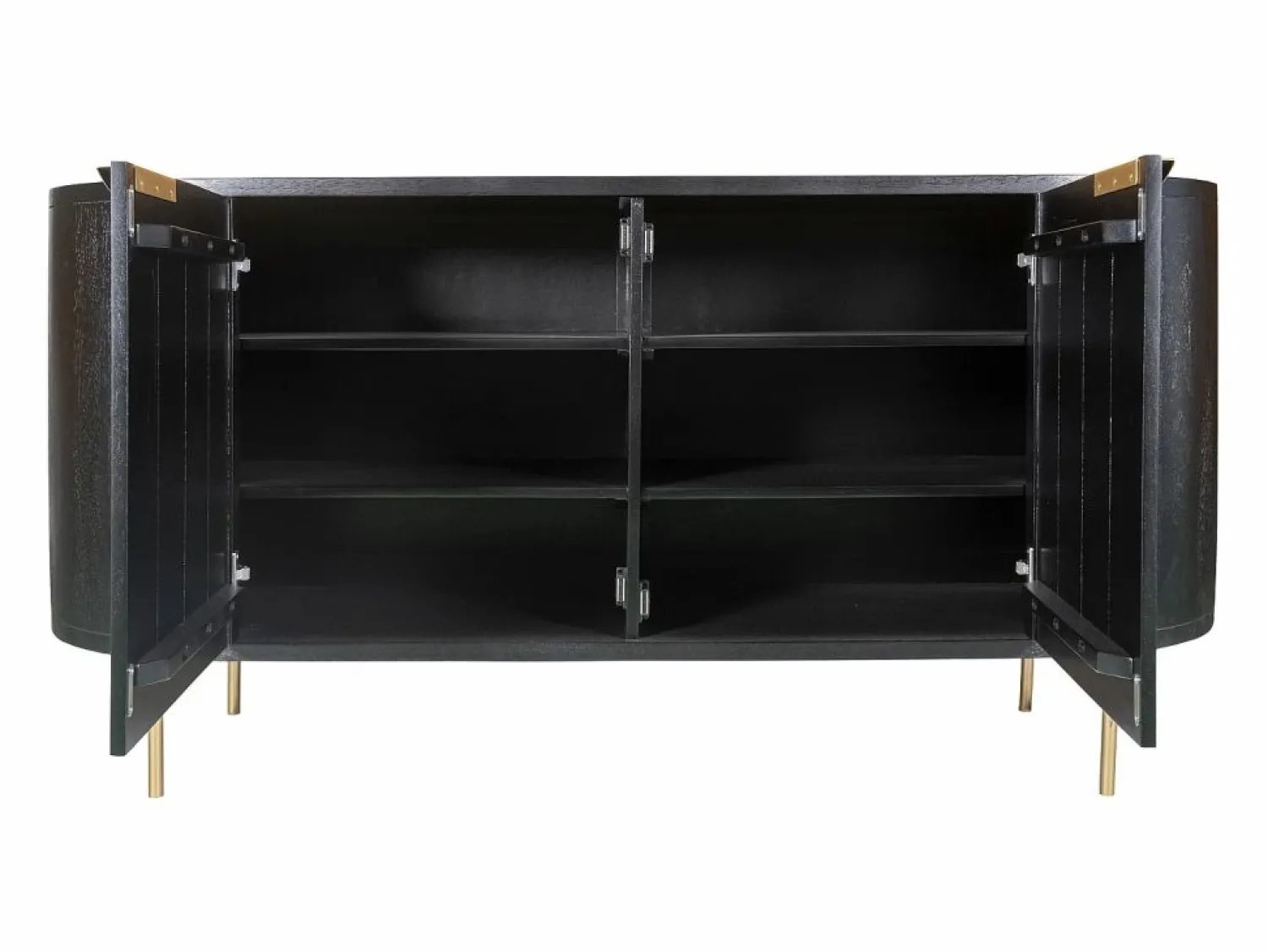 Maison Céphy Aparador con 2 puertas de madera de mango y metal dorado - - NEVILI Negro