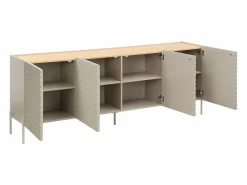 Clearance Vente-unique Aparador con 4 puertas de MDF - Beige y natural claro - TASIBA Beige / Color natural claro