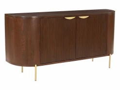 Clearance Aparador con 2 puertas de madera de mango y metal - Natural y dorado - NEVILI Aparador
