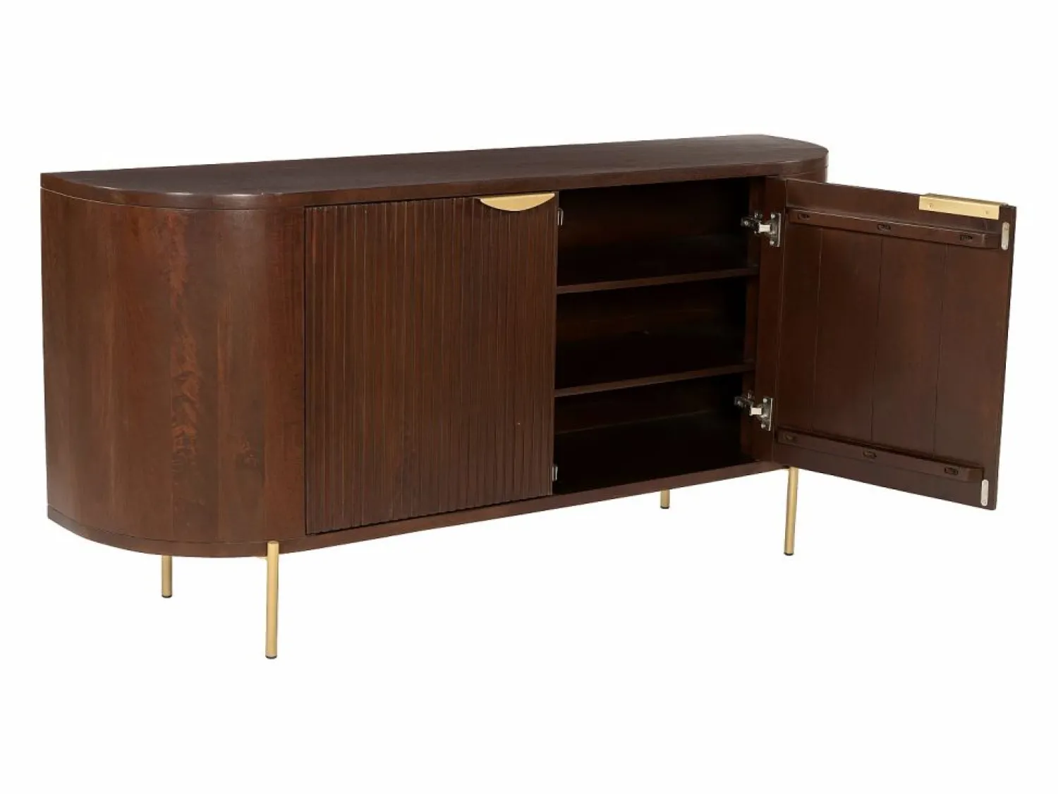 Clearance Aparador con 2 puertas de madera de mango y metal - Natural y dorado - NEVILI Aparador
