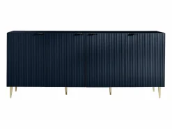 Outlet Vente-unique Aparador con 4 puertas de MDF y acero - Azul y dorado - YESINIA Azul oscuro