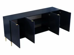 Outlet Vente-unique Aparador con 4 puertas de MDF y acero - Azul y dorado - YESINIA Azul oscuro