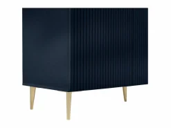 Outlet Vente-unique Aparador con 4 puertas de MDF y acero - Azul y dorado - YESINIA Azul oscuro