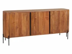 Vente-unique Aparador con 3 puertas de madera de mango y metal - Natural y negro - BALIMELA