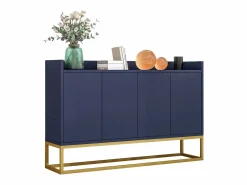 Clearance Aparador con 4 puertas sin tirador - estilo contemporáneo - madera + metal - azul Aparador