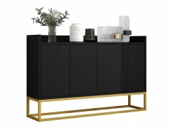 Sale ModernLuxe Aparador con 4 puertas sin tirador - estilo contemporáneo - madera + metal - Negro