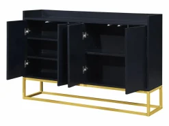 Sale ModernLuxe Aparador con 4 puertas sin tirador - estilo contemporáneo - madera + metal - Negro