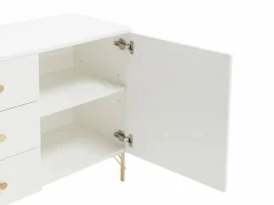 Best Vente-unique Aparador con 2 puertas y 3 cajones - y dorado - ALOBARA Blanco
