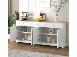 Aparador con 4 puertas y 3 cajones - mueble de almacenaje - mueble de madera - (160x37x75 cm)