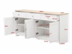 Aparador con 4 puertas y 3 cajones - mueble de almacenaje - mueble de madera - (160x37x75 cm)