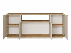 Discount Vente-unique Aparador con 4 puertas y 1 estante - Beige y natural - LOTULA Beige / Color natural claro