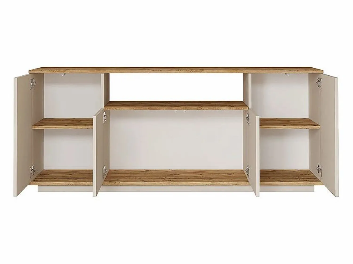 Discount Vente-unique Aparador con 4 puertas y 1 estante - Beige y natural - LOTULA Beige / Color natural claro