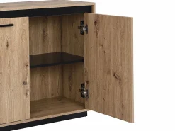 Hot Aparador con 3 puertas y 3 cajones de MDF - Natural y negro - NALAMANE Aparador