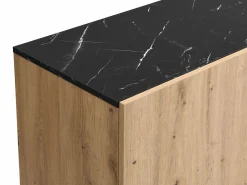 Clearance Aparador con 2 puertas y 3 cajón de MDF - Natural y efecto mármol negro - LIOMENA Aparador