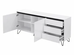 Hot Vente-unique Aparador con 2 puertas y 3 cajones de MDF y acero - y negro - ABUJA Blanco