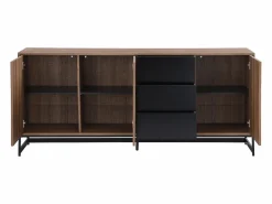 Vente-unique Aparador con 3 puertas y 3 cajones de MDF - Natural y negro - CARATANA