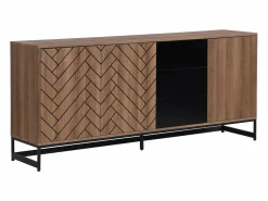 Vente-unique Aparador con 3 puertas y 3 cajones de MDF - Natural y negro - CARATANA