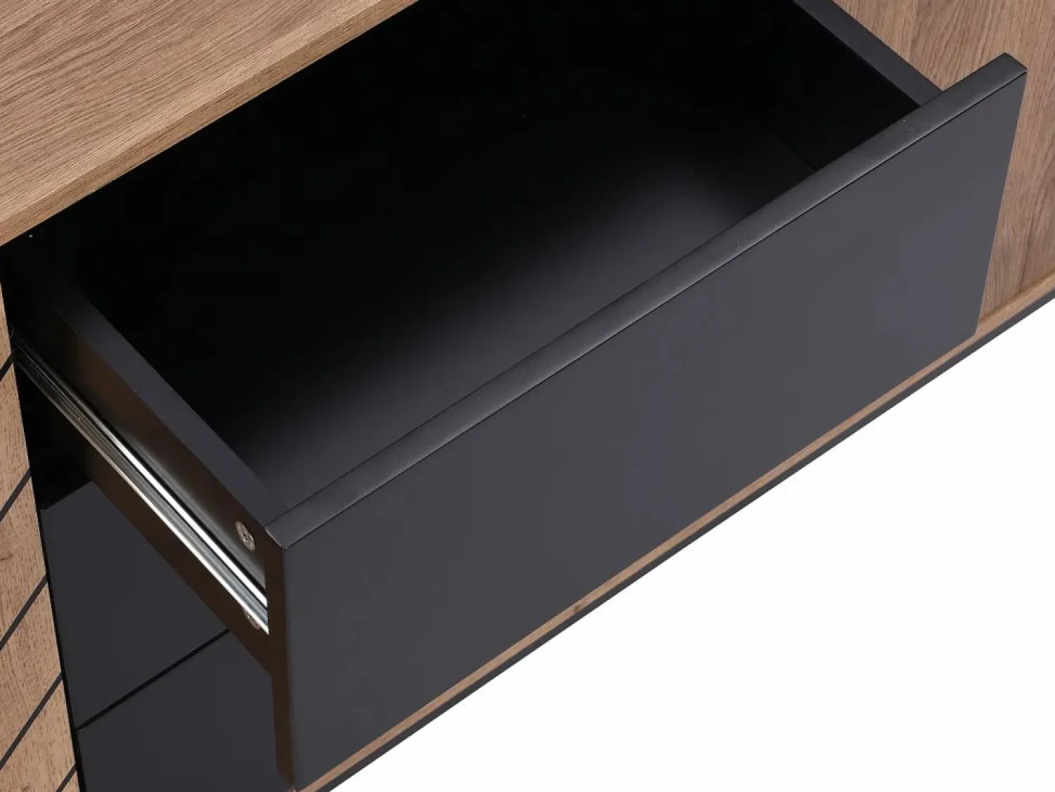 Vente-unique Aparador con 3 puertas y 3 cajones de MDF - Natural y negro - CARATANA