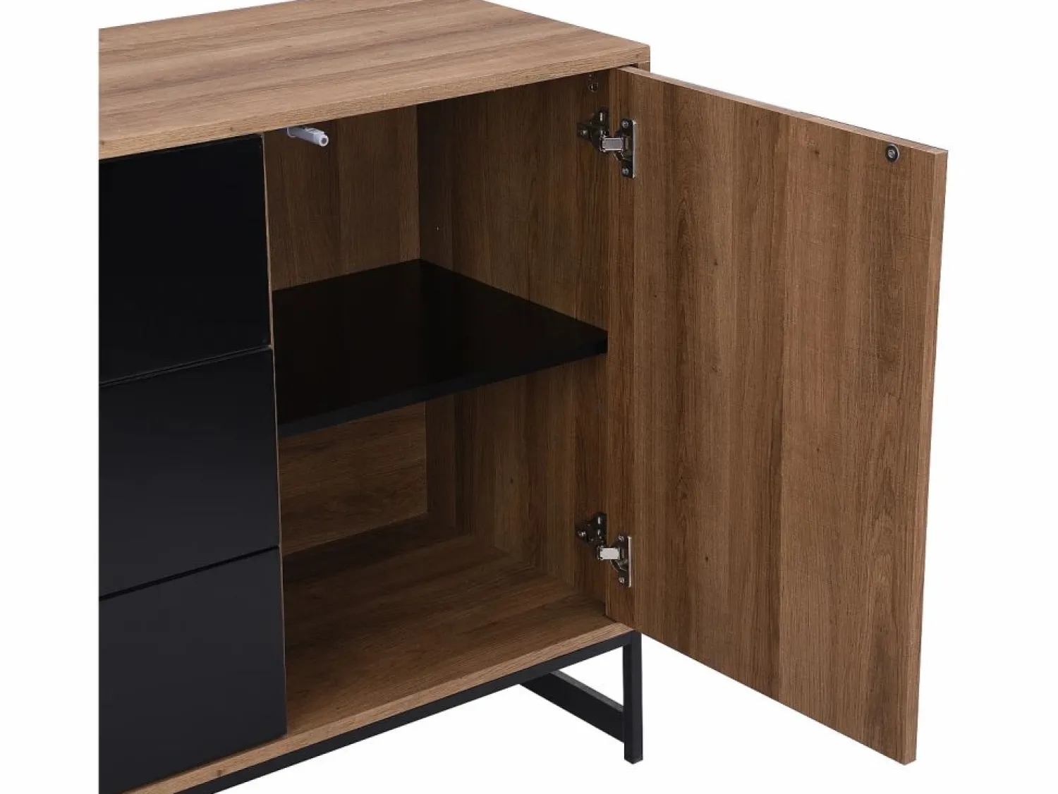Vente-unique Aparador con 3 puertas y 3 cajones de MDF - Natural y negro - CARATANA
