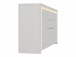 Aparador con iluminación LED y 2 cajones - Cómoda de 4 puertas con compartimentos - Mueble de almacenaje - Mueble de cocina/salón - Blanco