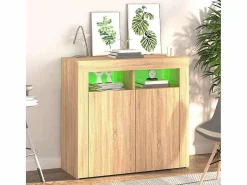 vidaxl Aparador con luces LED roble Sonoma 80x35x75 cm