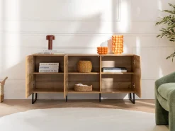 Vente-unique Aparador de 3 puertas - Color: Natural - CEVANIA