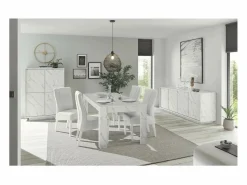 Sale Meublorama Aparador de 4 puertas, colección COLOMARMO, color efecto mármol, ideal para su salón o comedor. Blanco