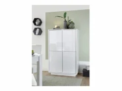 Sale Aparador de 4 puertas, colección CREAM, color lacado brillante, ideal para un comedor de diseño. Vitrina Para Vajilla