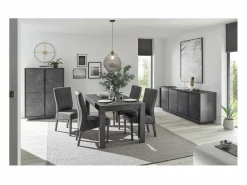 Best Meublorama Aparador de 4 puertas, colección COLOMARMO, color efecto mármol, ideal para su sala de estar o comedor. Negro
