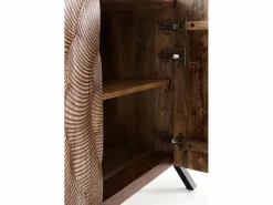 Aparador de 3 puertas de madera maciza de mango con patas negras