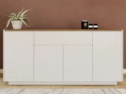 Online Aparador de 4 puertas y 1 cajón. MDF lacado en blanco. AMANI Aparador