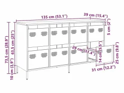 New vidaxl Aparador de acero laminado en frío 135x39x73,5 cm Rosa